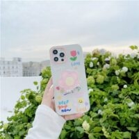 Coque et skin adhésive iPhone avec fleur 3D mignonne coréenne Kawaii mignon
