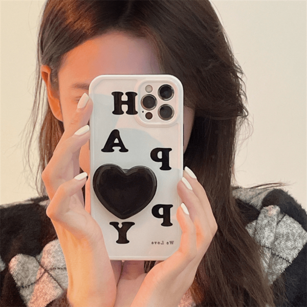 Gulligt iPhonefodral för kärlekshjärta bokstäver Söt kawaii