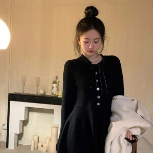 Koreaanse zoete fee gebreide mini-jurk Eendelige jurk kawaii