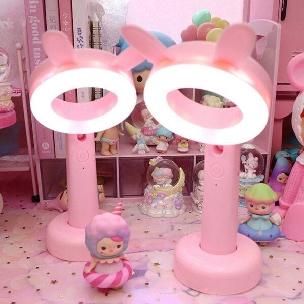Lampka na biurko w kształcie różowego królika Lampka na biurko kawaii
