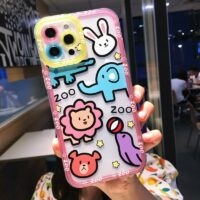 Funda de iPhone de silicona suave con animales de dibujos animados lindo oso kawaii