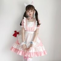 Kawaii Rosa Loli Maid Dress Cosplay kawaii