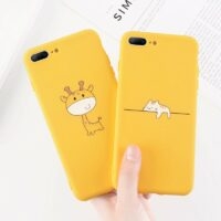 Linda jirafa amarilla Funda y vinilo para iPhone dibujos animados kawaii