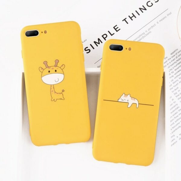 Capa para iPhone girafa amarela fofa Desenho animado kawaii