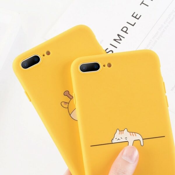 Śliczne etui na iPhone'a z żółtą żyrafą Kawaii z kreskówek