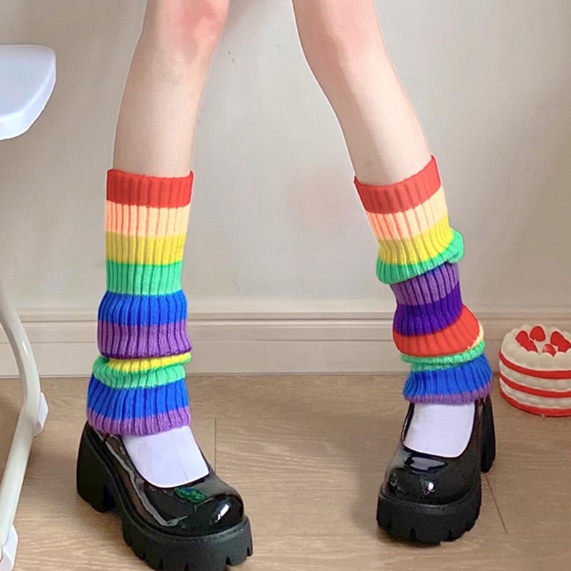 Lolita Rainbow Knitted Foot Cover - Kawaii Fashion Shop | Cute Asian ...
