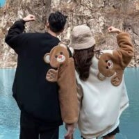 Sudaderas con capucha de oso lindo Harajuku oso kawaii