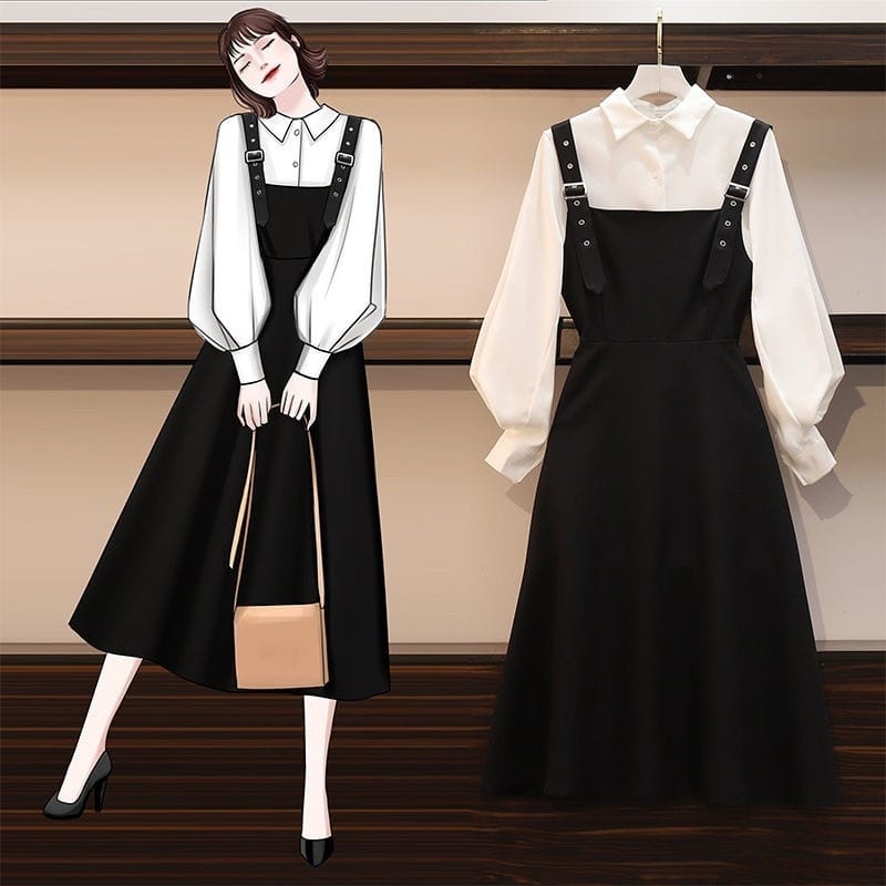 Kawaii French Black Suspender Dress - Kawaii Fashion Shop  Cute Asian  Japanese Harajuku Cute Kawaii Fashion Clothing