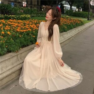 French Vintage V-neck Princess Fairy Dress Fairy Dress kawaii