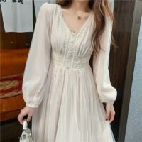 Fransk vintage V-ringad Princess Fairy Dress Fairy Dress kawaii