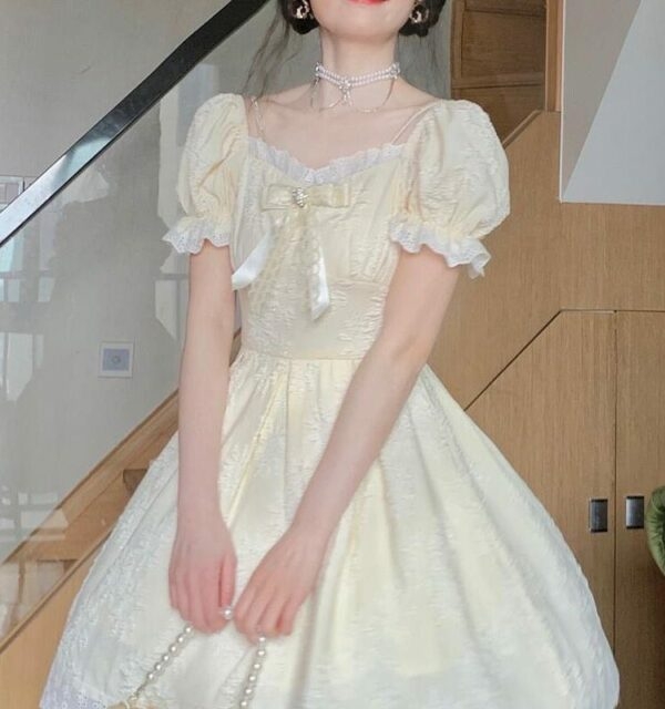 Vestido de fada princesa de renda vintage kawaii Kawaii fofo