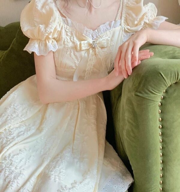 Kawaii koronkowa sukienka wróżki księżniczki w stylu vintage Śliczne kawaii