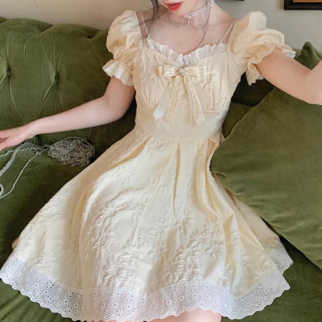 Kawaii vestido vintage princesa fada de renda