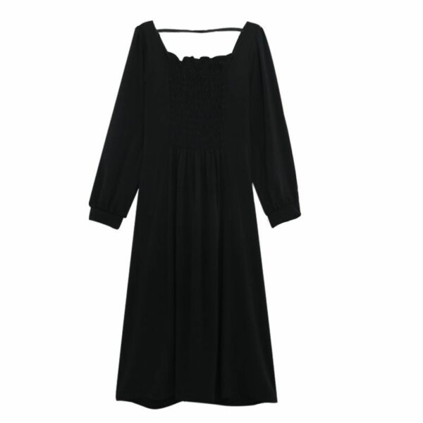Французское винтажное черное платье со рюшами Элегантный каваи