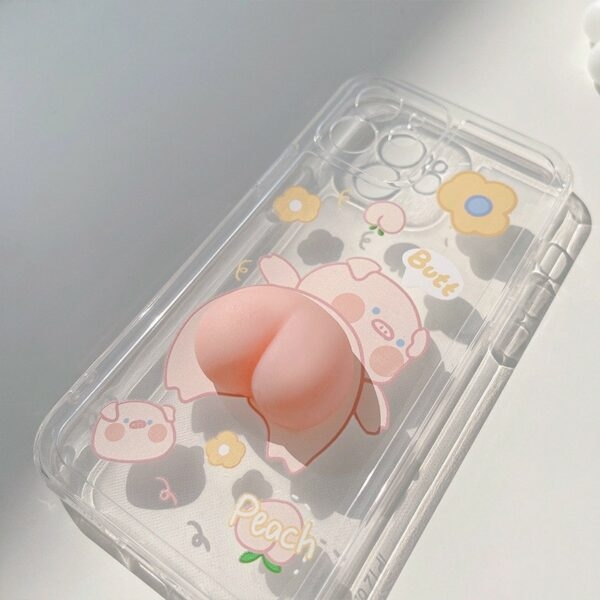 Capa fofa para iPhone com bunda de porco 3D Porco kawaii