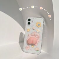 Capa fofa para iPhone com bunda de porco 3D Porco kawaii