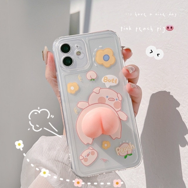 QoKcoahn Capa para iPhone 13 Pro, capas de telefone kawaii 3D Pig Kawaii  engraçado desenho fofo 6 leitões capa de silicone macio gota laço nó capa  de proteção de lente mulheres meninas