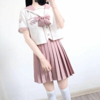 Set di gonne a pieghe uniformi da marinaio rosa giapponesi Cosplay kawaii