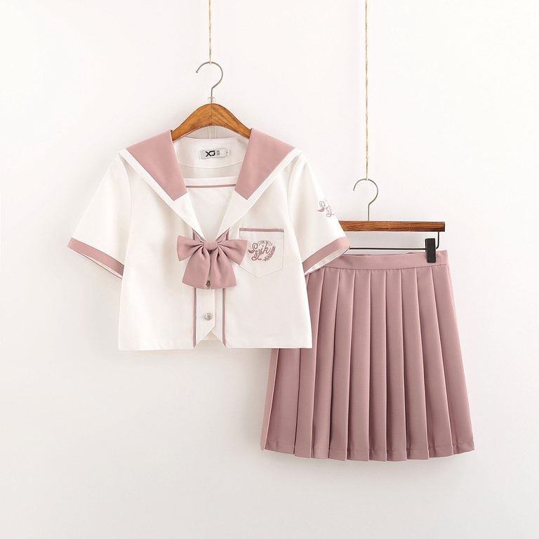 Japanese Pink Sailor Uniforms Pleated Skirt Sets - Kawaii Fashion Shop ...
