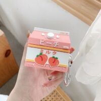 Schattige perzikmelkfles Airpods-hoesje Melkfles kawaii