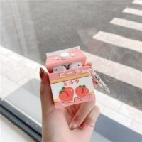 Söt Peach Milk Bottle Airpods-fodral Mjölkflaska kawaii