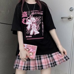 Japan T-shirt met donkere print Japan kawaii