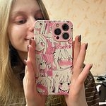 かわいいアニメのピンクの女の子 iPhone ケース