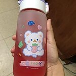 Botella de agua de vidrio esmerilado de oso kawaii 480ml