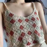 Vintage Knitted Hollow Cami Top - Kawaii Fashion Shop  Cute Asian Japanese  Harajuku Cute Kawaii Fashion Clothing