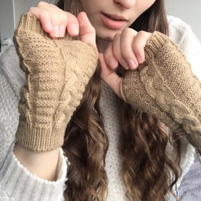 Half Finger Gloves for Women Winter Soft Warm Wool Knitting Arm