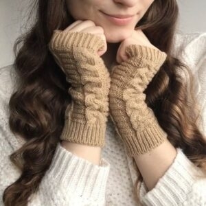 Rękawiczki dziewiarskie z pół palcami, modne na zimę. Modne kawaii