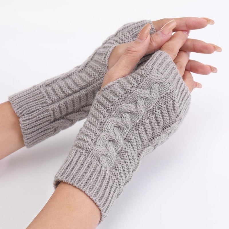 Luvas de tricô moda inverno meio dedo