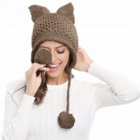 Bonnet tricoté avec oreilles de chat Kawaii Oreilles de chat kawaii