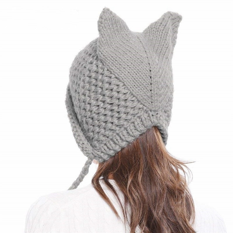Cappello in maglia con orecchie di gatto Kawaii