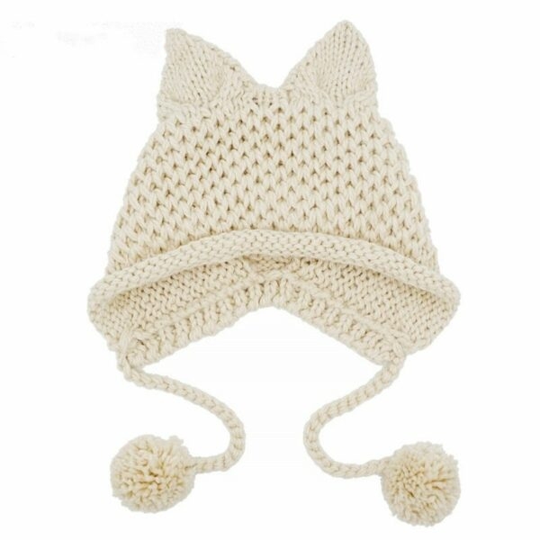 Bonnet tricoté avec oreilles de chat Kawaii Oreilles de chat kawaii