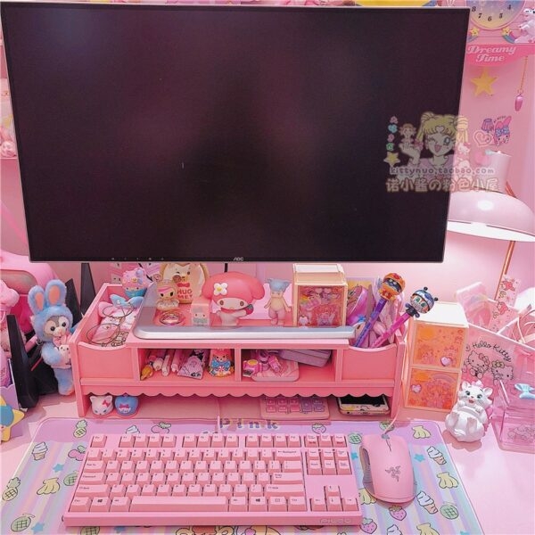 Kawaii Pink Laptop Wood Shelf Desk Organiser - Kawaii Fashion Shop ...