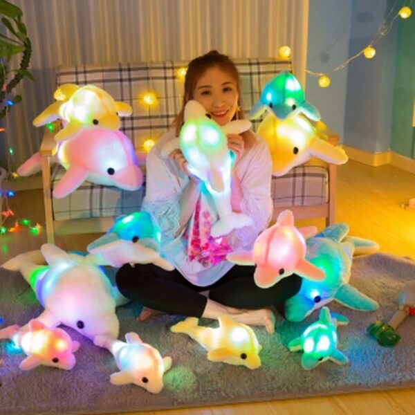 Lindo juguete de peluche de delfín luminoso kawaii creativo
