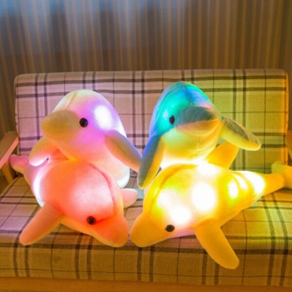 Brinquedo de pelúcia de golfinho luminoso fofo Kawaii criativo
