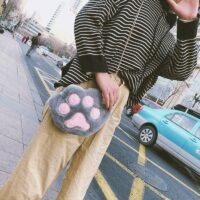 Lindo bolso de hombro de felpa con forma de pata de gato esponjosa dibujos animados kawaii
