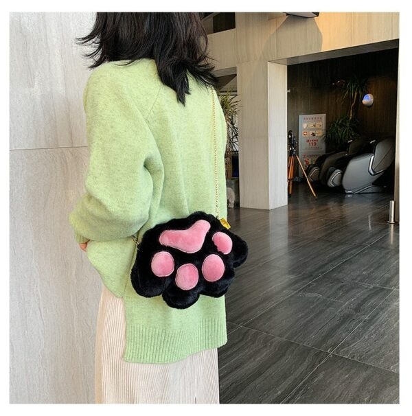 Simpatica borsa a tracolla in peluche con zampa di gatto Cartone animato kawaii