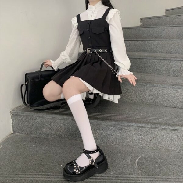 Kawaii French Black Suspender Dress - Kawaii Fashion Shop