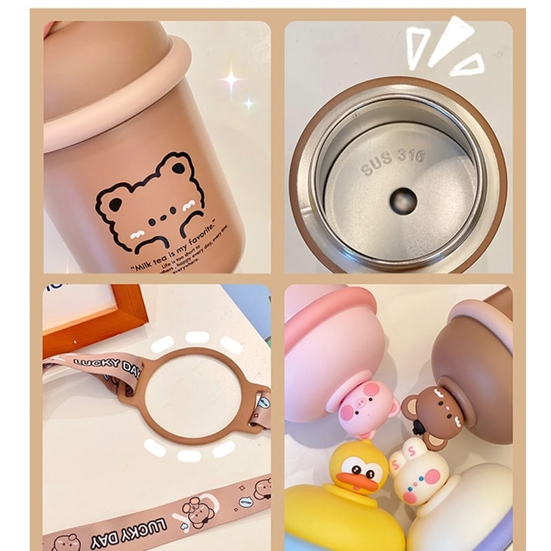 Kawaii Ours Rose Thermos 350ml