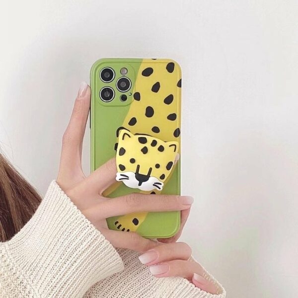 Leuk iPhone-hoesje met 3D-luipaard Luipaard kawaii
