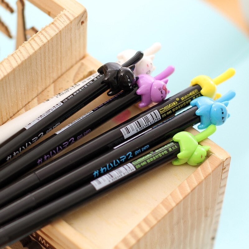 Cute Cartoon Colored Cats Gel Pens 3pcs - Kawaii Fashion Shop