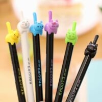 Söta tecknade färgade katter gelpennor 3 st Automatisk penna kawaii