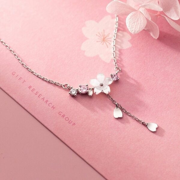Sweet Sakura Silver Necklace Necklace kawaii
