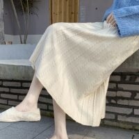Falda midi fluida plisada a cuadros casual japonesa kawaii japonés