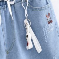 Shorts jeans esfarrapados Kawaii Rabbit Desenho animado kawaii