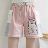 Хлопковые шорты с вышивкой мультяшного кролика Мультфильм каваи