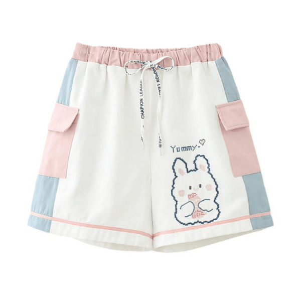 Хлопковые шорты с вышивкой мультяшного кролика Мультфильм каваи